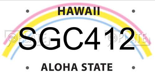 SGC412 Hawaii License Plate