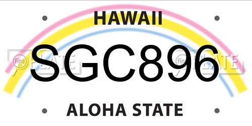 SGC896 Hawaii License Plate