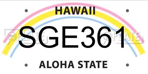 SGE361 Hawaii License Plate
