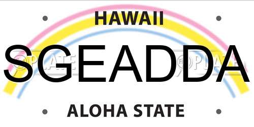 SGEADDA Hawaii License Plate