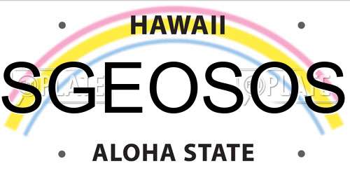SGEOSOS Hawaii License Plate