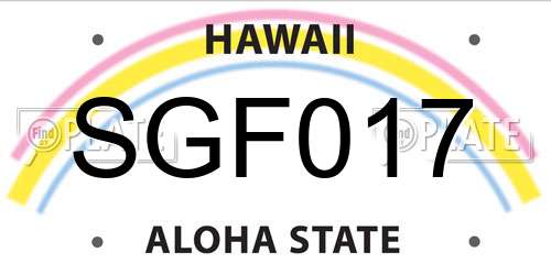 SGF017 Hawaii License Plate