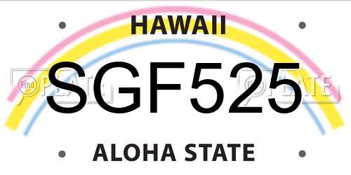 SGF525 Hawaii License Plate