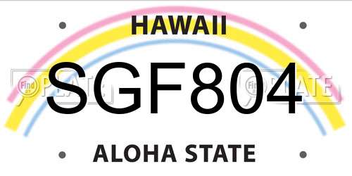 SGF804 Hawaii License Plate