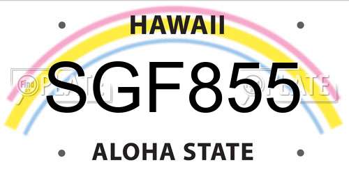 SGF855 Hawaii License Plate