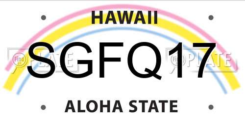 SGFQ17 Hawaii License Plate