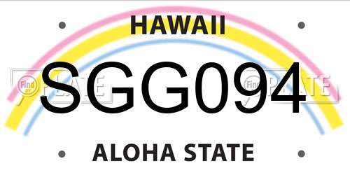 SGG094 Hawaii License Plate