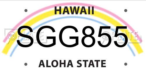 SGG855 Hawaii License Plate