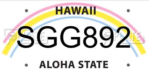 SGG892 Hawaii License Plate