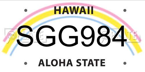 SGG984 Hawaii License Plate