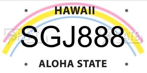 SGJ888 Hawaii License Plate