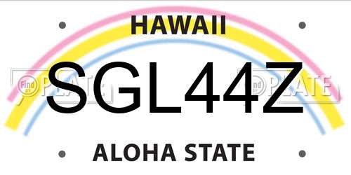 SGL44Z Hawaii License Plate