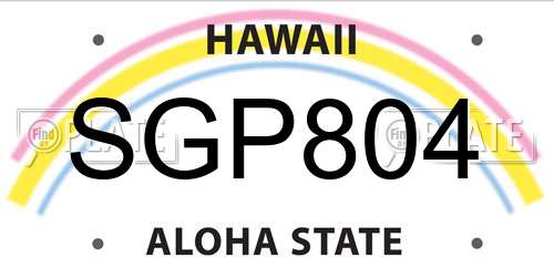 SGP804 Hawaii License Plate