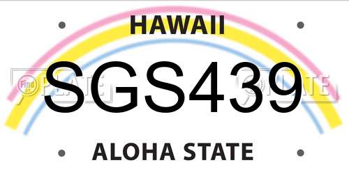 SGS439 Hawaii License Plate