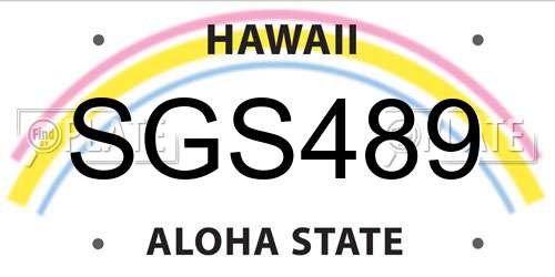 SGS489 Hawaii License Plate