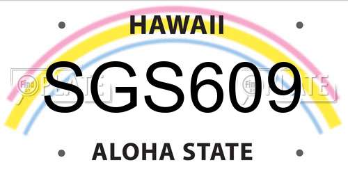 SGS609 Hawaii License Plate