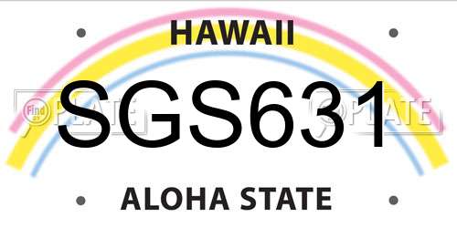 SGS631 Hawaii License Plate