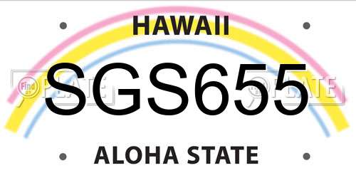 SGS655 Hawaii License Plate