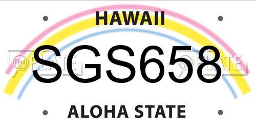 SGS658 Hawaii License Plate