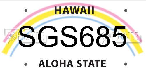 SGS685 Hawaii License Plate