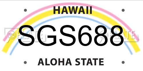 SGS688 Hawaii License Plate