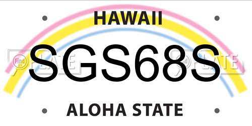 SGS68S Hawaii License Plate