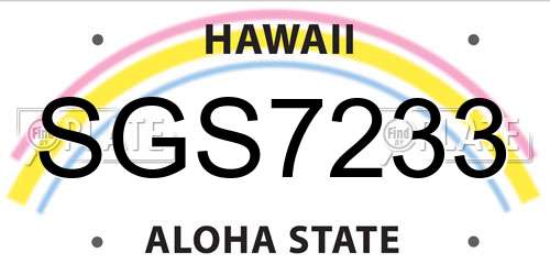 SGS7233 Hawaii License Plate