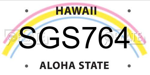 SGS764 Hawaii License Plate