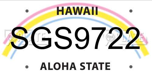 SGS9722 Hawaii License Plate