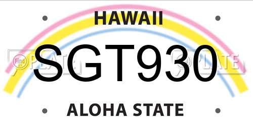 SGT930 Hawaii License Plate