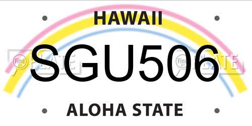 SGU506 Hawaii License Plate