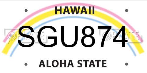 SGU874 Hawaii License Plate