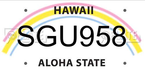 SGU958 Hawaii License Plate