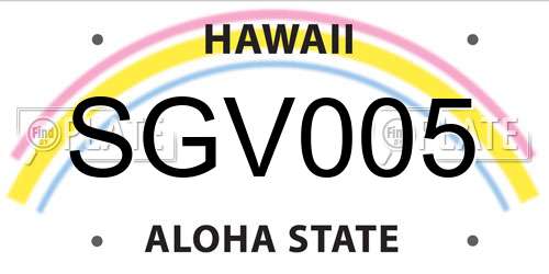 SGV005 Hawaii License Plate
