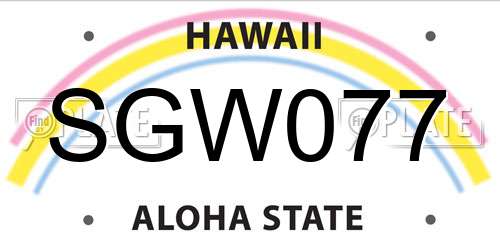 SGW077 Hawaii License Plate