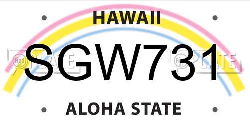 SGW731 Hawaii License Plate