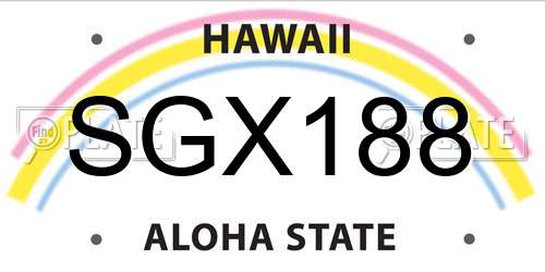 SGX188 Hawaii License Plate