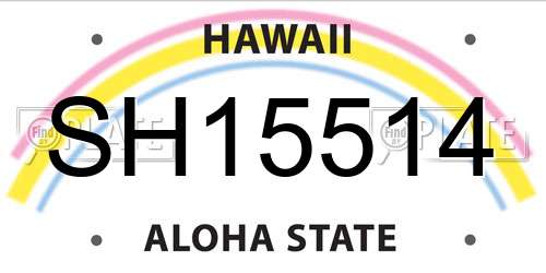 SH15514 Hawaii License Plate