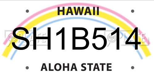 SH1B514 Hawaii License Plate