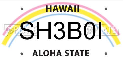 SH3B0I Hawaii License Plate