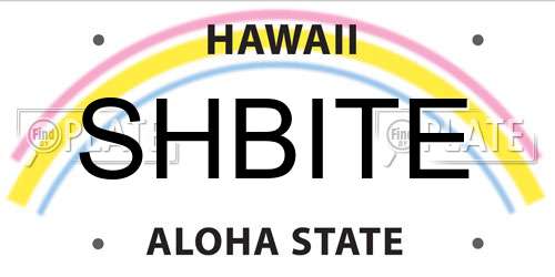 SHBITE Hawaii License Plate