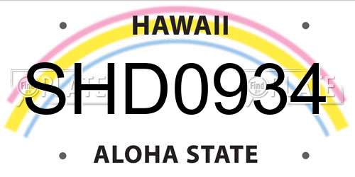 SHD0934 Hawaii License Plate