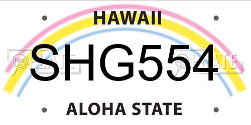 SHG554 Hawaii License Plate