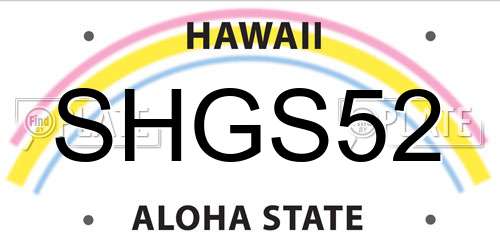 SHGS52 Hawaii License Plate