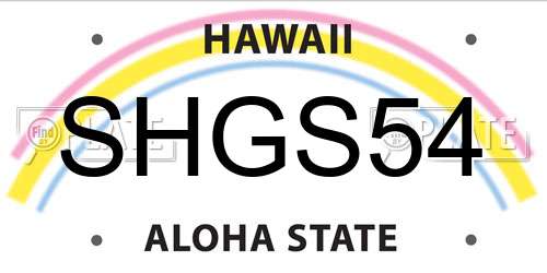 SHGS54 Hawaii License Plate
