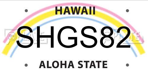 SHGS82 Hawaii License Plate