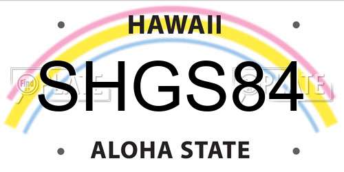 SHGS84 Hawaii License Plate