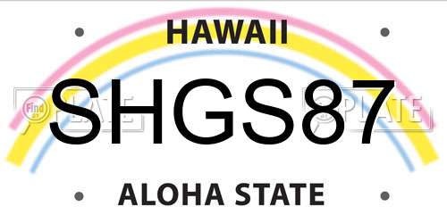 SHGS87 Hawaii License Plate