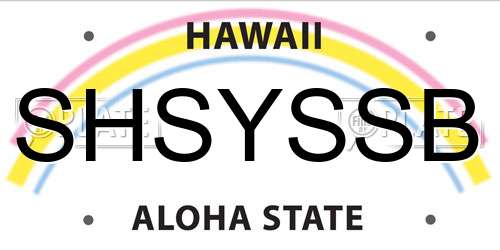 SHSYSSB Hawaii License Plate