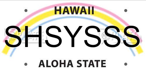 SHSYSSS Hawaii License Plate
